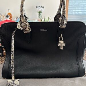 Alexander McQueen handbag with snakeskin handles & Silver trim